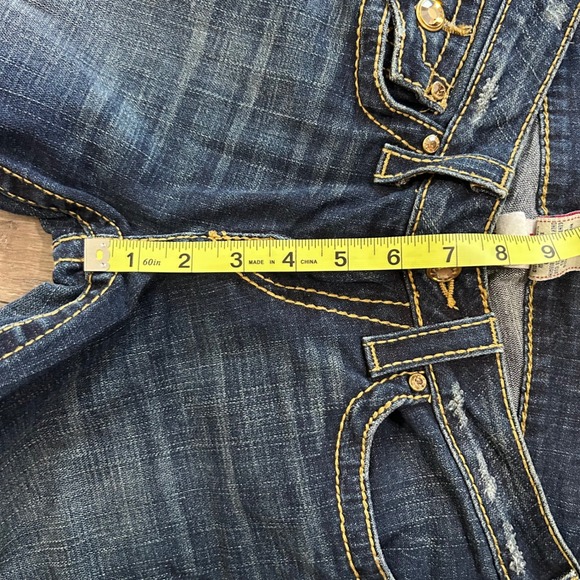 Y2K True Religion Gold Stitch/Jewel Women's Joey Super T Low Rise Jeans Size 28 - Picture 7 of 8
